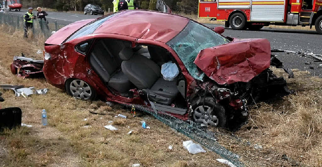 CRASH SITE: A head-on crash on the New England Hwy has left two women fighting for their lives in hospital. CRASH SITE: A head-on crash on the New England Hwy has left two women fighting for their lives in hospital.